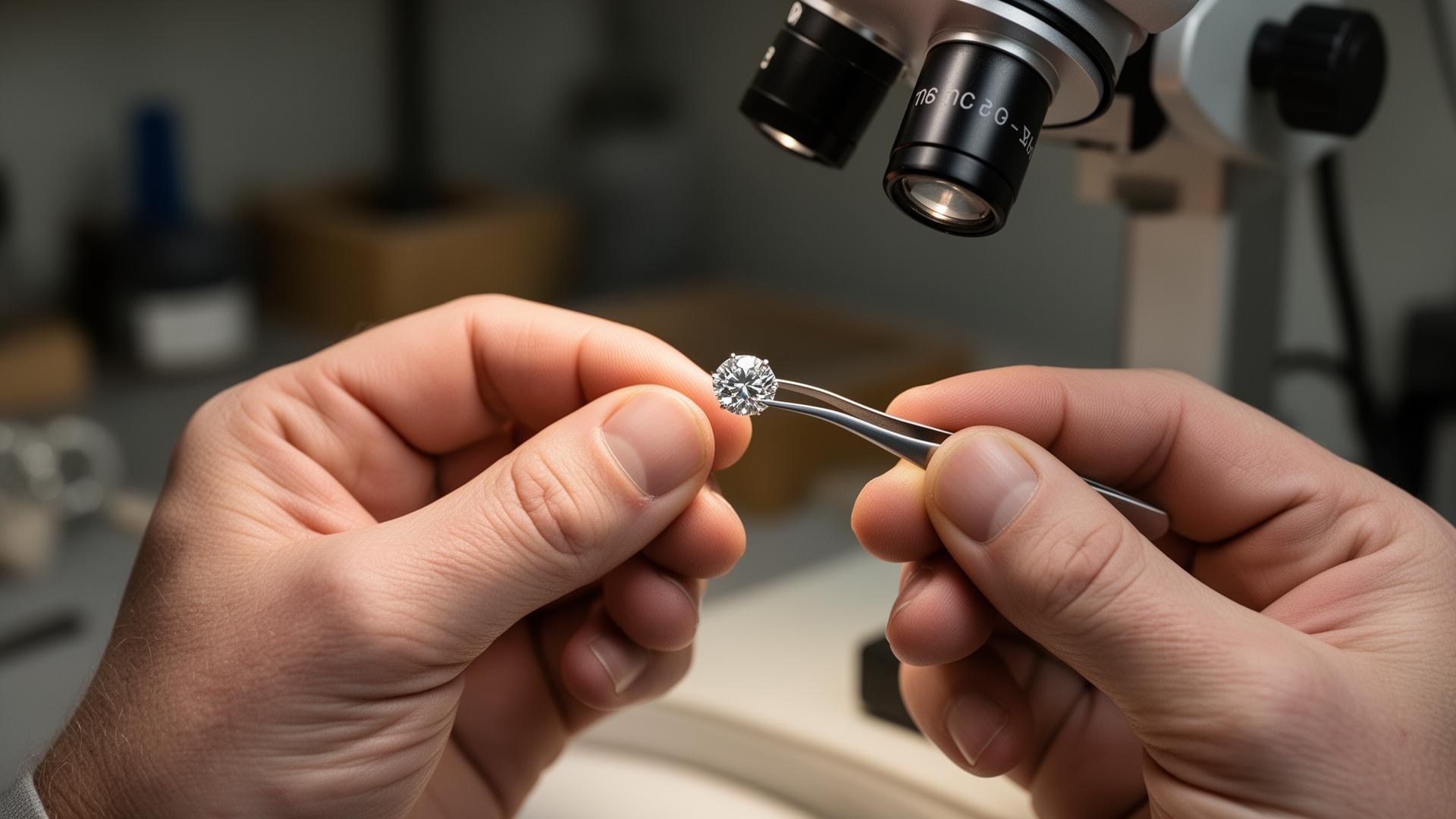 Master gemologist inspecting an Aurevion diamond